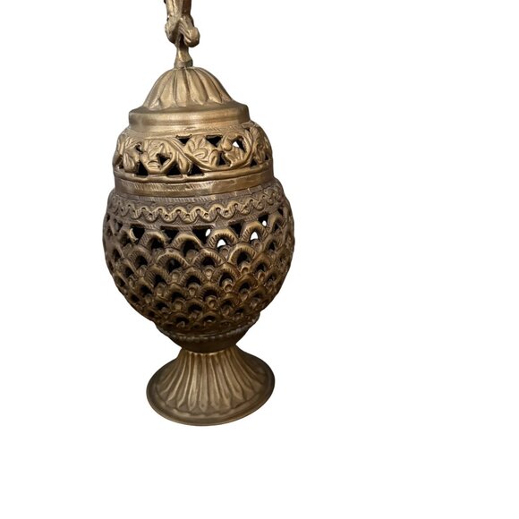 Brass Incense Holder With Peacock Design & Tongs - Picture 3 of 7